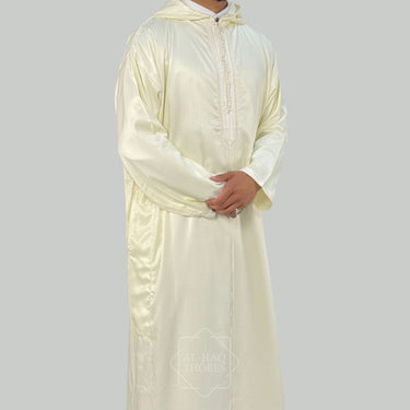 Cream Lightweight Hooded Djellaba for Men