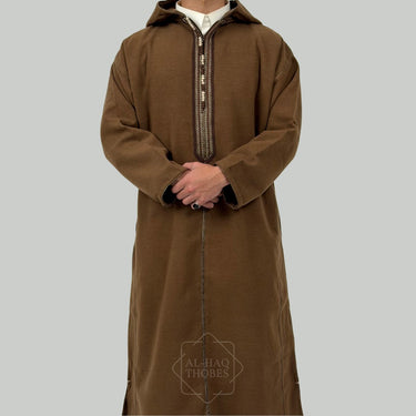 Luxury Choco Brown Hooded Moroccan Thobe