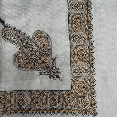 Luxury Light Grey Embroidered Yemeni Shemagh