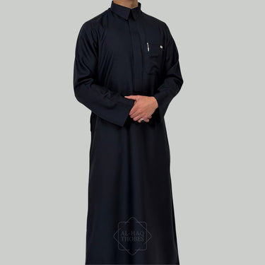 Blue Azraq Collared Thobe | Signature Defined