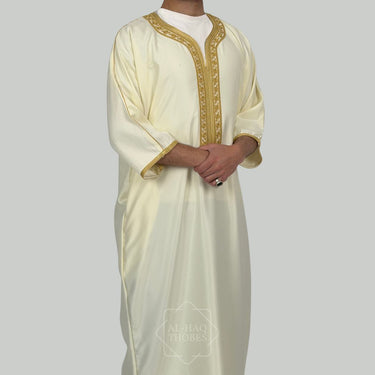 Luxury Cream & Gold Moroccan Gandoura Thobe