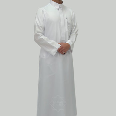 White Abyad Collared Thobe | Signature Defined