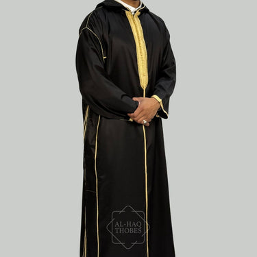 Royal Lightweight Black & Gold Hooded Djellaba
