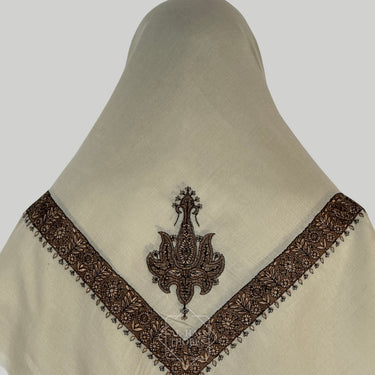 Luxury Oat Beige Embroidered Yemeni Shemagh