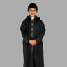 Boys Premium Ash Black Hooded Moroccan Thobe for Eid and Formal Events