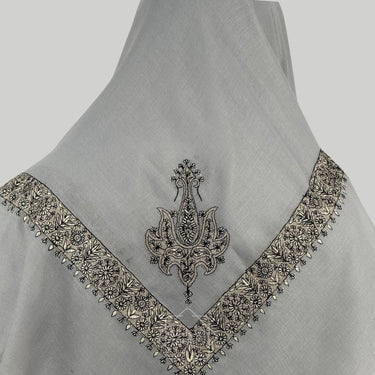Luxury Light Grey Embroidered Yemeni Shemagh