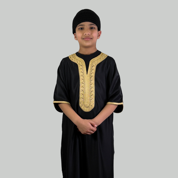 Black And Gold Moroccan Gandoura Thobe | Boys Thobe | Thobes For