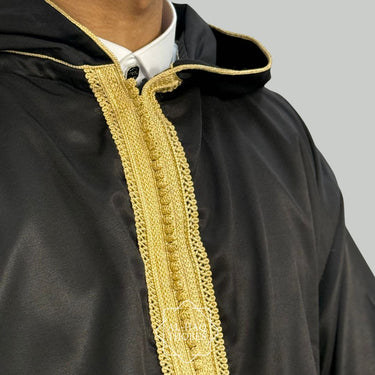 Royal Lightweight Black & Gold Hooded Djellaba
