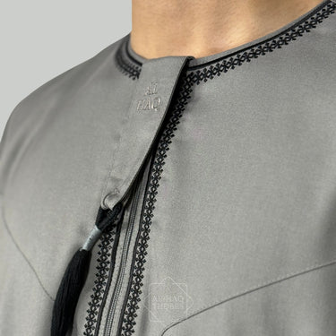Luxury Grey & Black Omani Thobe
