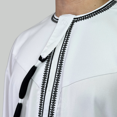 Luxury White & Black Omani Thobe