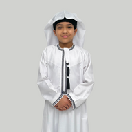 Boy's Luxury White & Black Omani Thobe