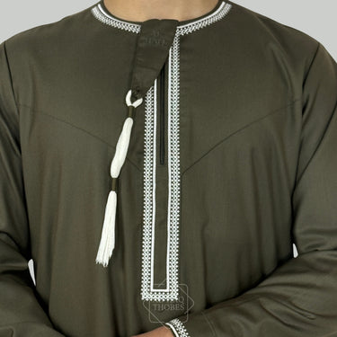 Luxury Olive Green Omani Thobe