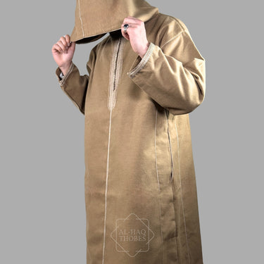 Premium Beige Hooded Moroccan Thobe