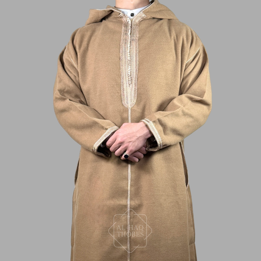 Thobe Rafah Premium Beige Hooded Moroccan Thobe - Shop Now – Al-Haq Thobes