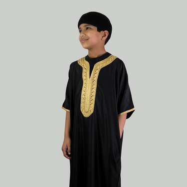 Boy's Luxury Black & Gold Moroccan Gandoura
