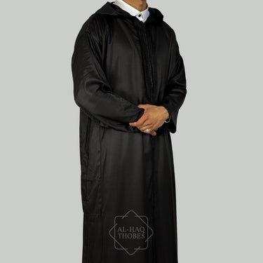 Royal Lightweight Obsidian Black Hooded Djellaba