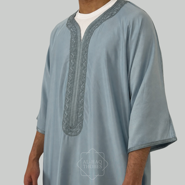 Luxury Glacier Grey Moroccan Gandoura Thobe