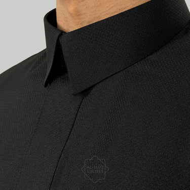 Black Aswad Collared Thobe | Signature Defined