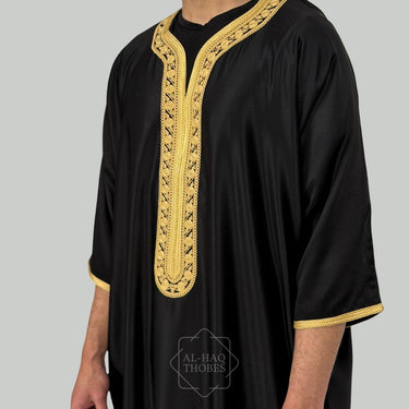 Luxury Black & Gold Moroccan Gandoura Thobe