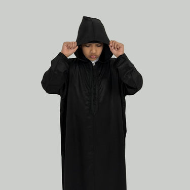 Boys Royal Lightweight Obsidian Black Hooded Moroccan Djellaba