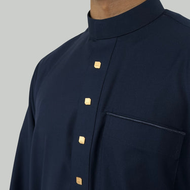 Deep Blue Collared Thobe | Signature Elite