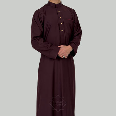 Burgundy Collared Thobe | Signature Elite