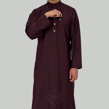 Burgundy Collared Thobe | Signature Elite