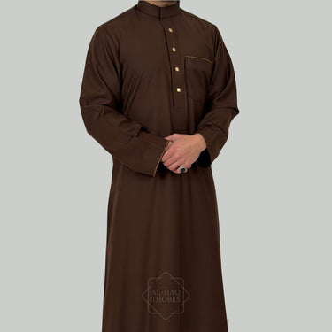 Chocolate Brown Collared Thobe | Signature Elite