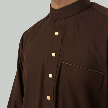 Chocolate Brown Collared Thobe | Signature Elite