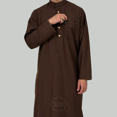 Chocolate Brown Collared Thobe | Signature Elite