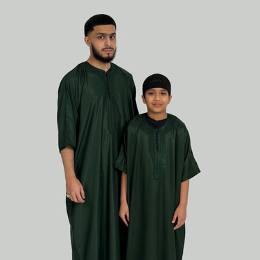 Boy's Luxury Emerald Green Zipped Moroccan Gandoura
