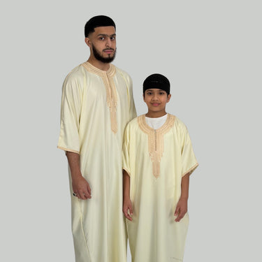 Boy's Luxury Ivory Cream Zipped Moroccan Gandoura