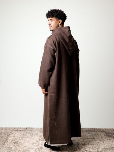 Luxury Mocha Brown hooded Moroccan djellaba – view 3