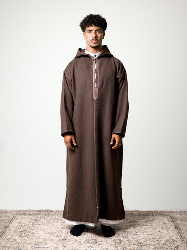 Luxury Mocha Brown hooded Moroccan djellaba – view 4