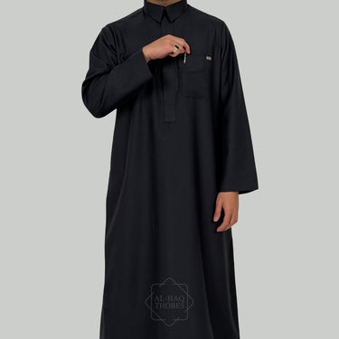 Blue Azraq Collared Thobe | Signature Defined