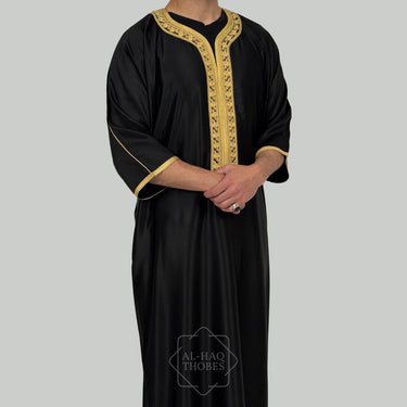 Luxury Black & Gold Moroccan Gandoura Thobe