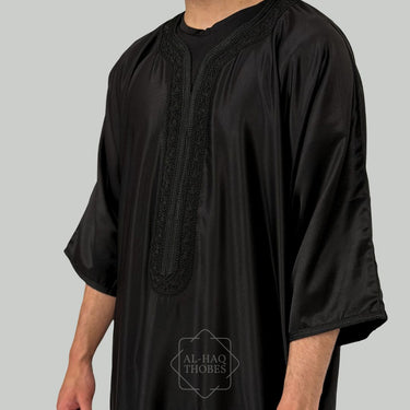 Luxury Obsidian Black Moroccan Gandoura Thobe