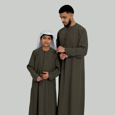 Boy's Luxury Olive Green Lightweight Zibda Emirati Thobe