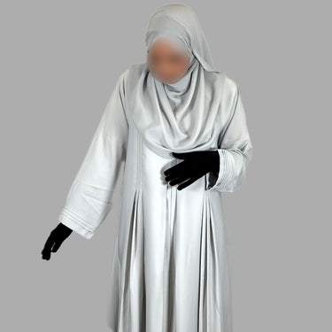 Al-Haq Hayaat Light Grey Closed Pleated Abaya