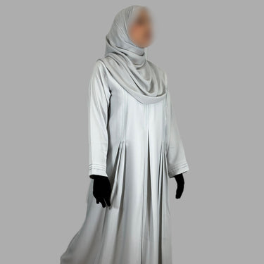 Al-Haq Hayaat Light Grey Closed Pleated Abaya