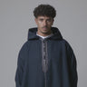 Luxury Pacific Navy hooded Moroccan djellaba – on-model video