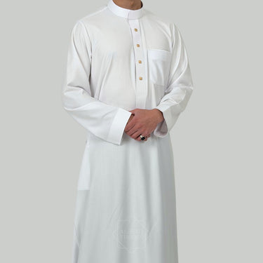 Polar White Signature Collared Thobe For Men | Signature Elite